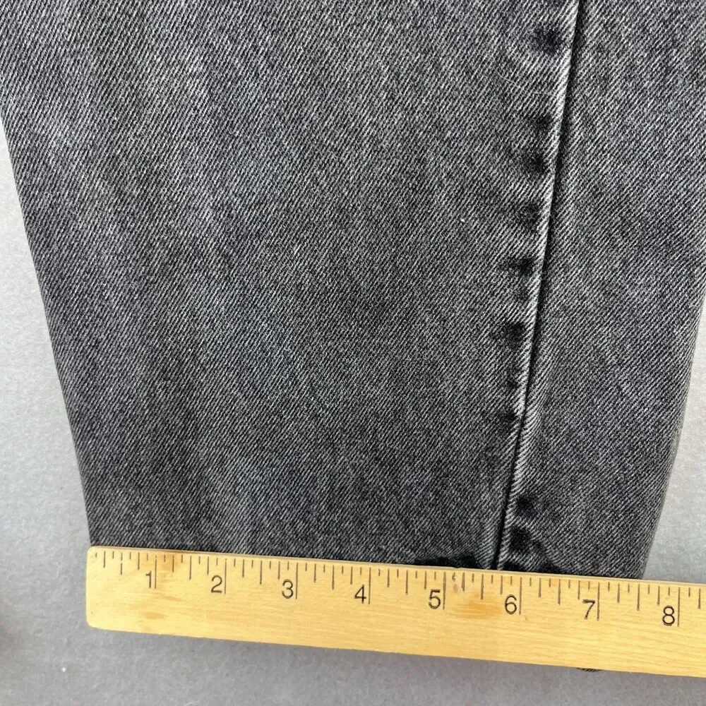 Levis Black Denim 505 Orange Tab Straight Leg Jeans 38x30 Vintage 90s Made USA